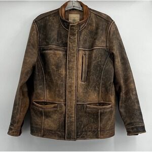 The Territory Ahead Falcon Bluff Jacket  Distressed Brown Sz M Leather Heavy